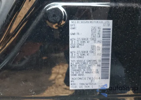 2018 Nissan Rogue Sl from USA, damaged, VIN 5N1AT2MV3JC761064